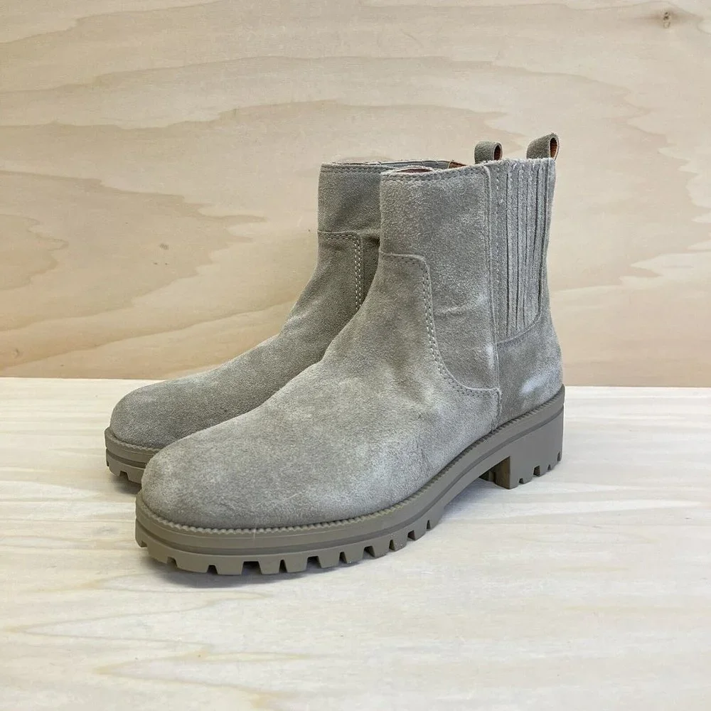 Lucky Brand Womens Suede Hazyl Pull On Ankle Boots Fossilized Size 6.5M NEW - Picture 4 of 7